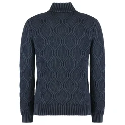 Strik<Moorer Ribbet Uld Turtleneck Pullover Blå