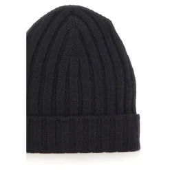 Huer, Kasketter & Hatte<Gran Sasso Ribstrikket Cashmere Hue Sort