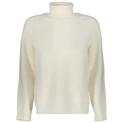 Strik<Dondup Ribstrikket Uld Turtleneck Sweater Hvid