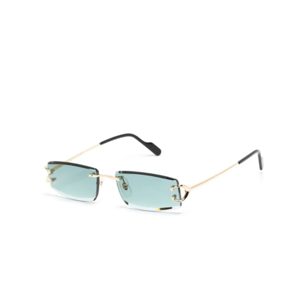 Solbriller<Cartier Rimless Rectangle Solbriller Gul