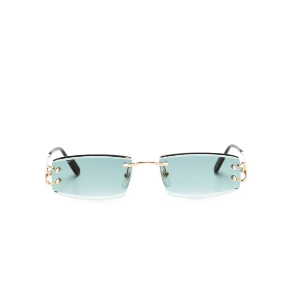 Solbriller<Cartier Rimless Rectangle Solbriller Gul
