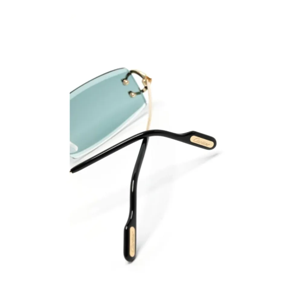 Solbriller<Cartier Rimless Rectangle Solbriller Gul