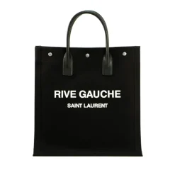 Indkøbstasker<Saint Laurent Rive Gauche Logo Tote Bag Sort