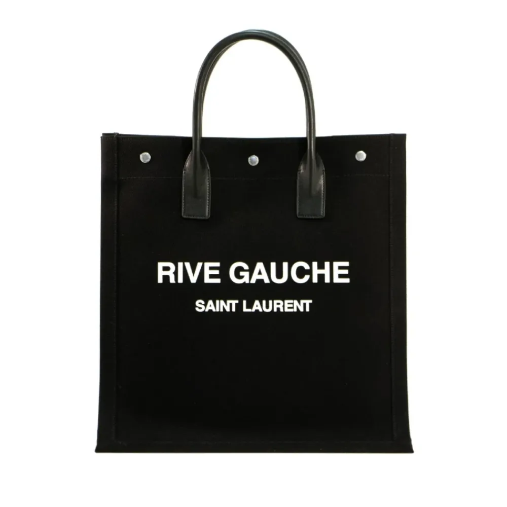Indkøbstasker<Saint Laurent Rive Gauche Logo Tote Bag Sort