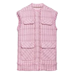 Jakker<MSGM Ærmeløs jakke i bomuldsblanding med tweedprint Pink