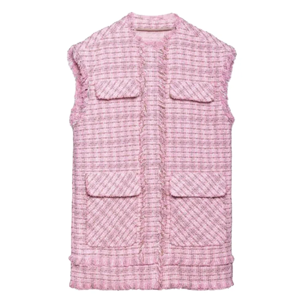 Jakker<MSGM Ærmeløs jakke i bomuldsblanding med tweedprint Pink