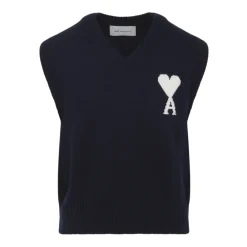 Strik^Ami Paris Ærmeløs V-hals sweater Blå