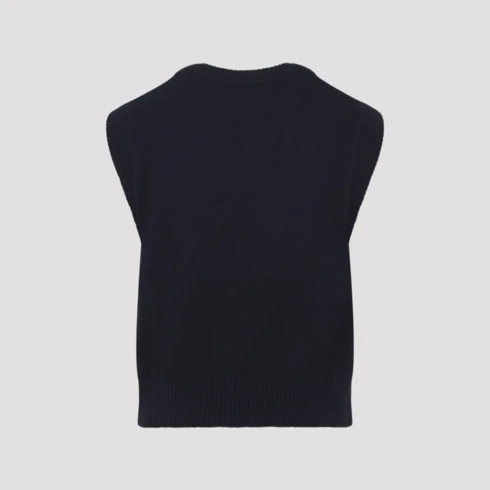 Strik^Ami Paris Ærmeløs V-hals sweater Blå