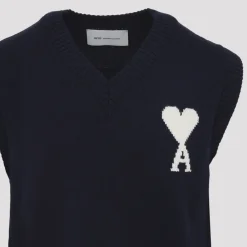 Strik^Ami Paris Ærmeløs V-hals sweater Blå
