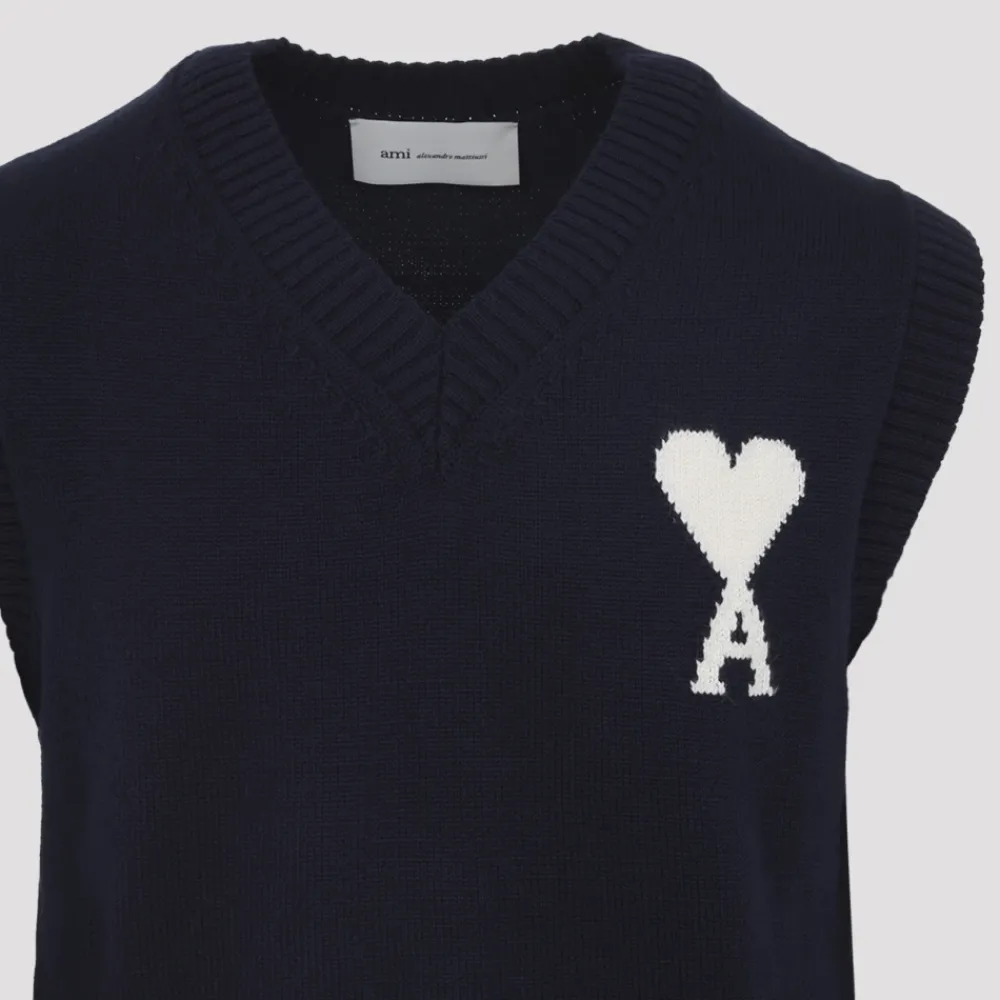Strik^Ami Paris Ærmeløs V-hals sweater Blå