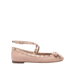 Ballerina Sko<Valentino Garavani Rockstud Ankelrem Ballerinaer Pink