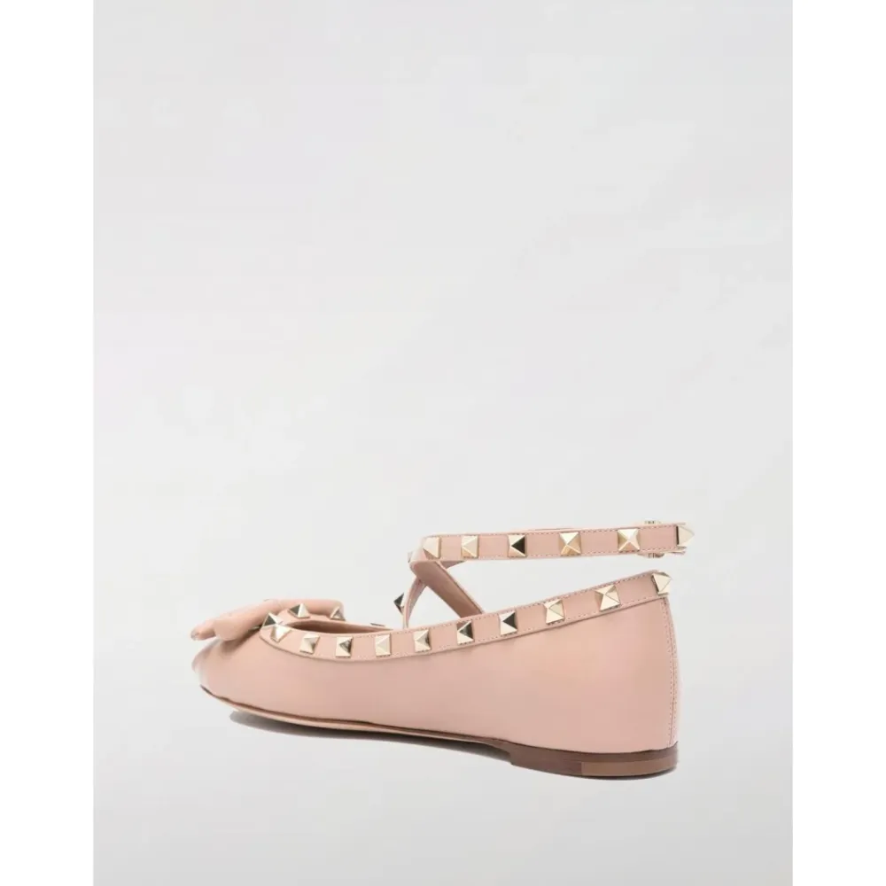 Ballerina Sko<Valentino Garavani Rockstud Ankelrem Ballerinaer Pink