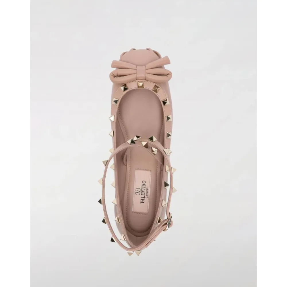 Ballerina Sko<Valentino Garavani Rockstud Ankelrem Ballerinaer Pink