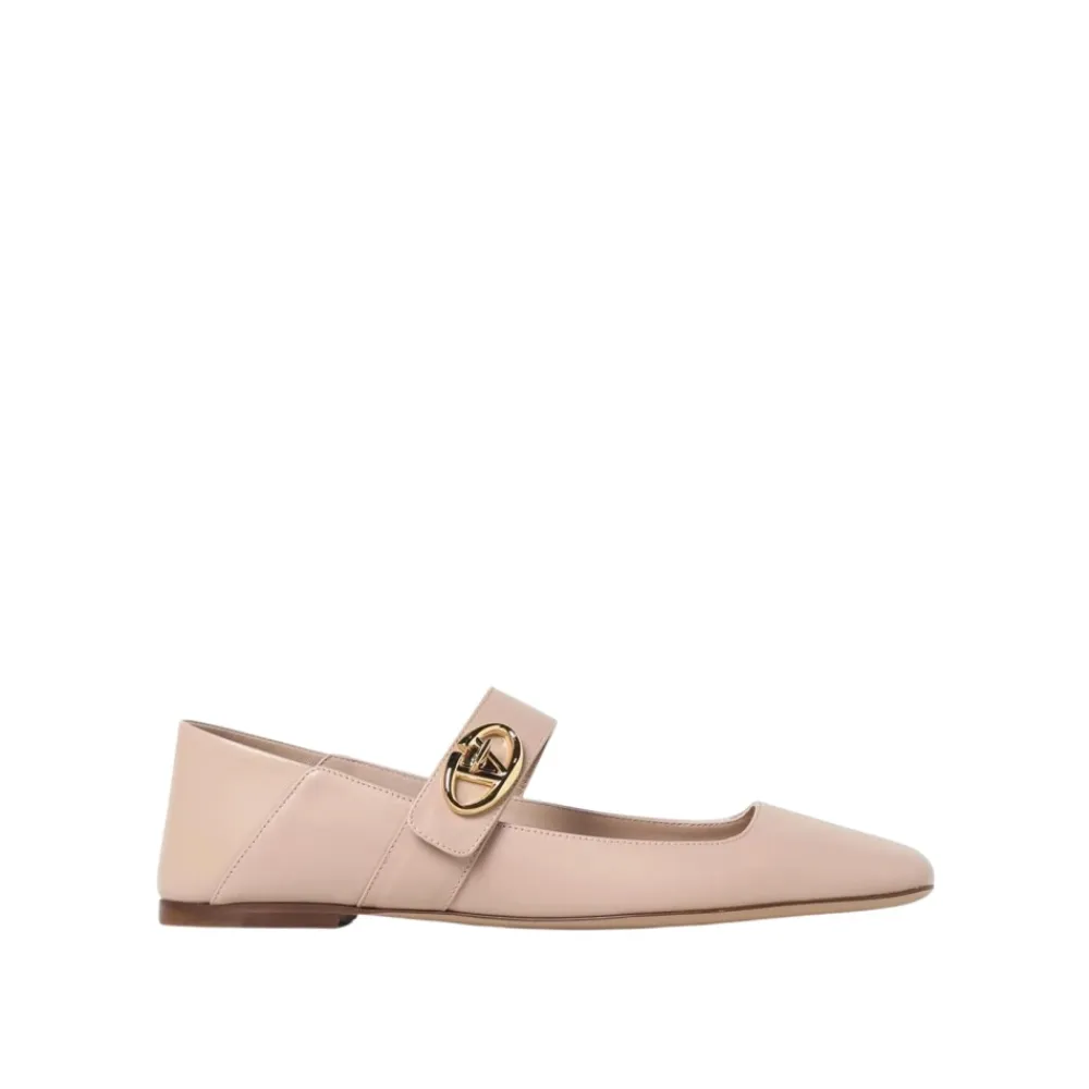 Ballerina Sko<Valentino Garavani Rockstud Mary Jane Ballerina Sko Pink
