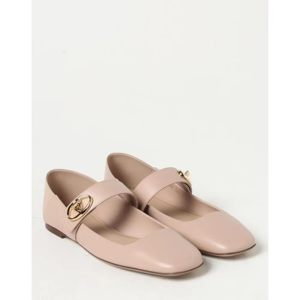 Ballerina Sko<Valentino Garavani Rockstud Mary Jane Ballerina Sko Pink