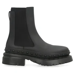 Chelsea Boots^Valentino Garavani Rockstud M-Way Leather Chelsea Boots Sort