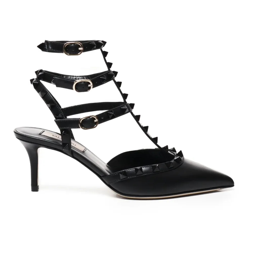 Pumps|Stiletter<Valentino Garavani Rockstud Slingback i kalveskind Sort