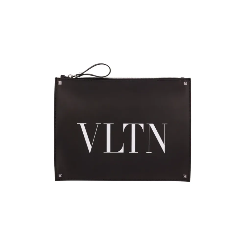 Clutch^Valentino Garavani Rockstud VLTN Logo Printed Clutch Taske Sort
