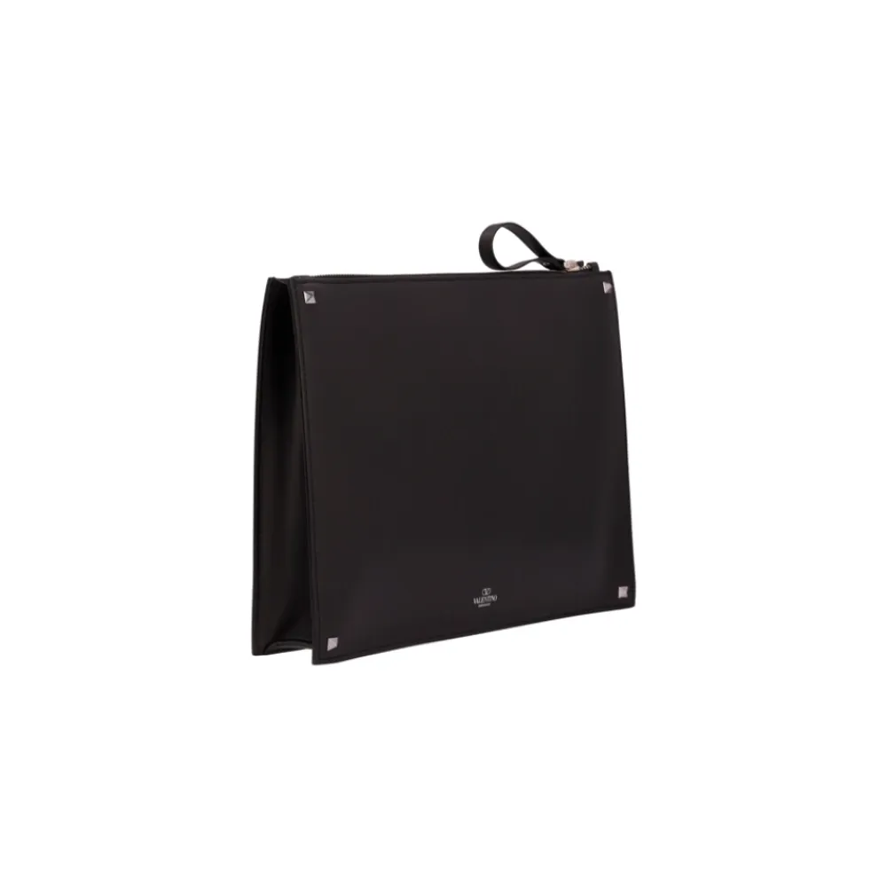 Clutch^Valentino Garavani Rockstud VLTN Logo Printed Clutch Taske Sort