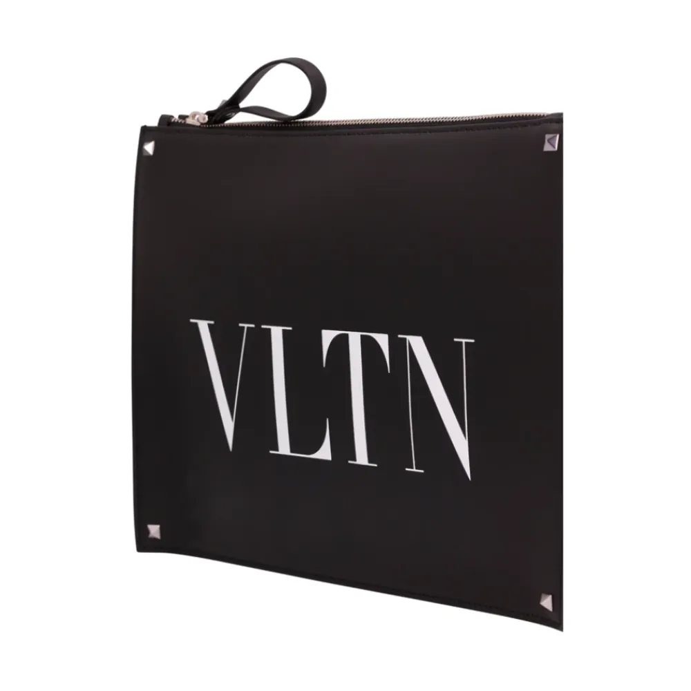 Clutch^Valentino Garavani Rockstud VLTN Logo Printed Clutch Taske Sort