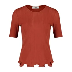 T-Shirts<Fendi Roma Rib T-Shirt Rød
