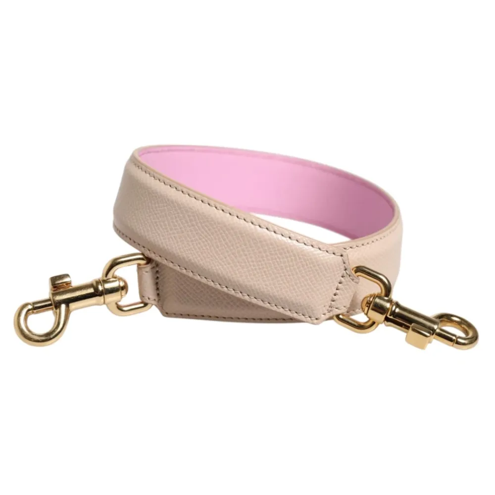 Tilbehør Til Tasker<Dolce & Gabbana Rosa Læder Håndtaske Skulderrem Beige