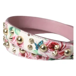 Tilbehør Til Tasker<Dolce & Gabbana Rosa Blomstret Læder Skulderrem Multifarvet