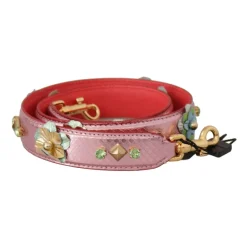 Tilbehør Til Tasker^Dolce & Gabbana Rosa Læder Studded Skulderrem Pink