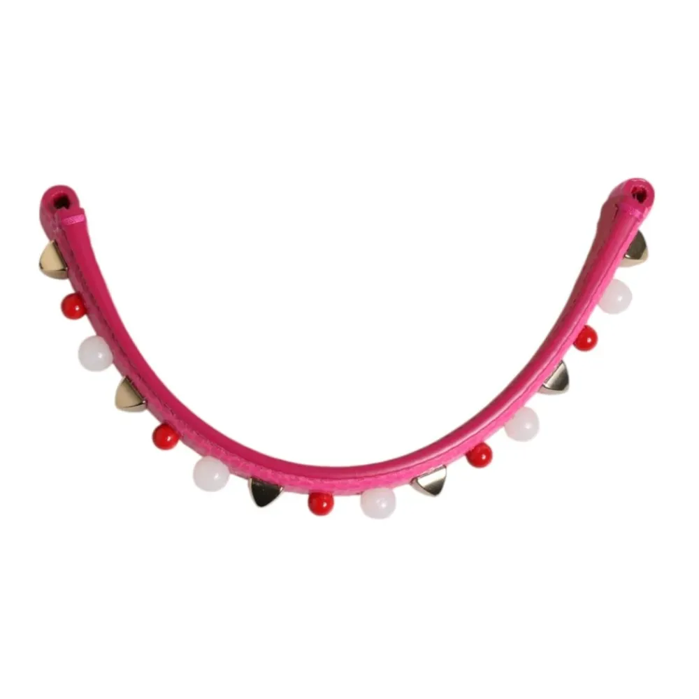 Tilbehør Til Tasker<Dolce & Gabbana Rosa Smykket Læder Taskehåndtag Strop Pink