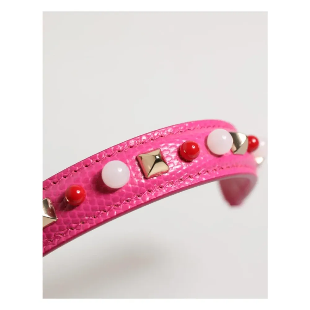 Tilbehør Til Tasker<Dolce & Gabbana Rosa Smykket Læder Taskehåndtag Strop Pink