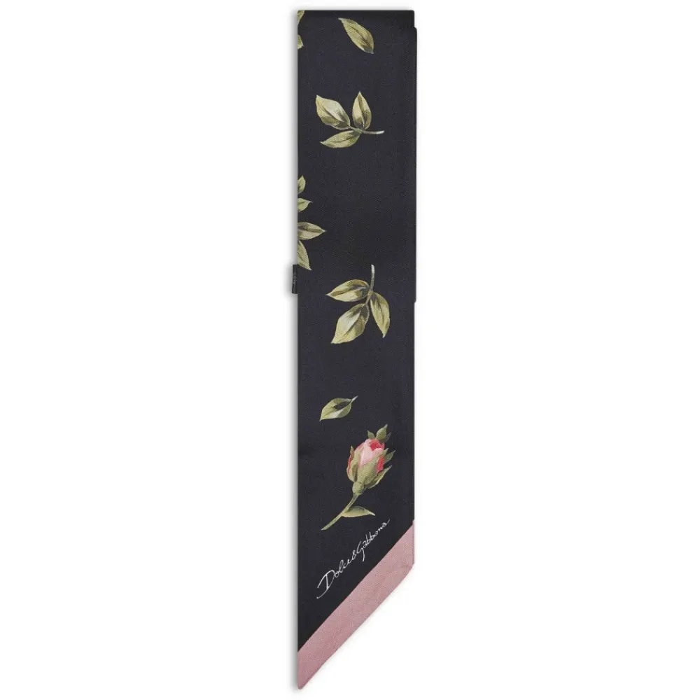 Tørklæder^Dolce & Gabbana Rose Bouquet-Print Silk Twill Bandeau Multifarvet