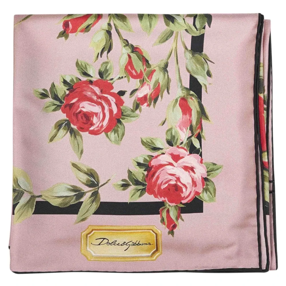 Tørklæder^Dolce & Gabbana Rose Bouquet-Print Silketwill-tørklæde Multifarvet