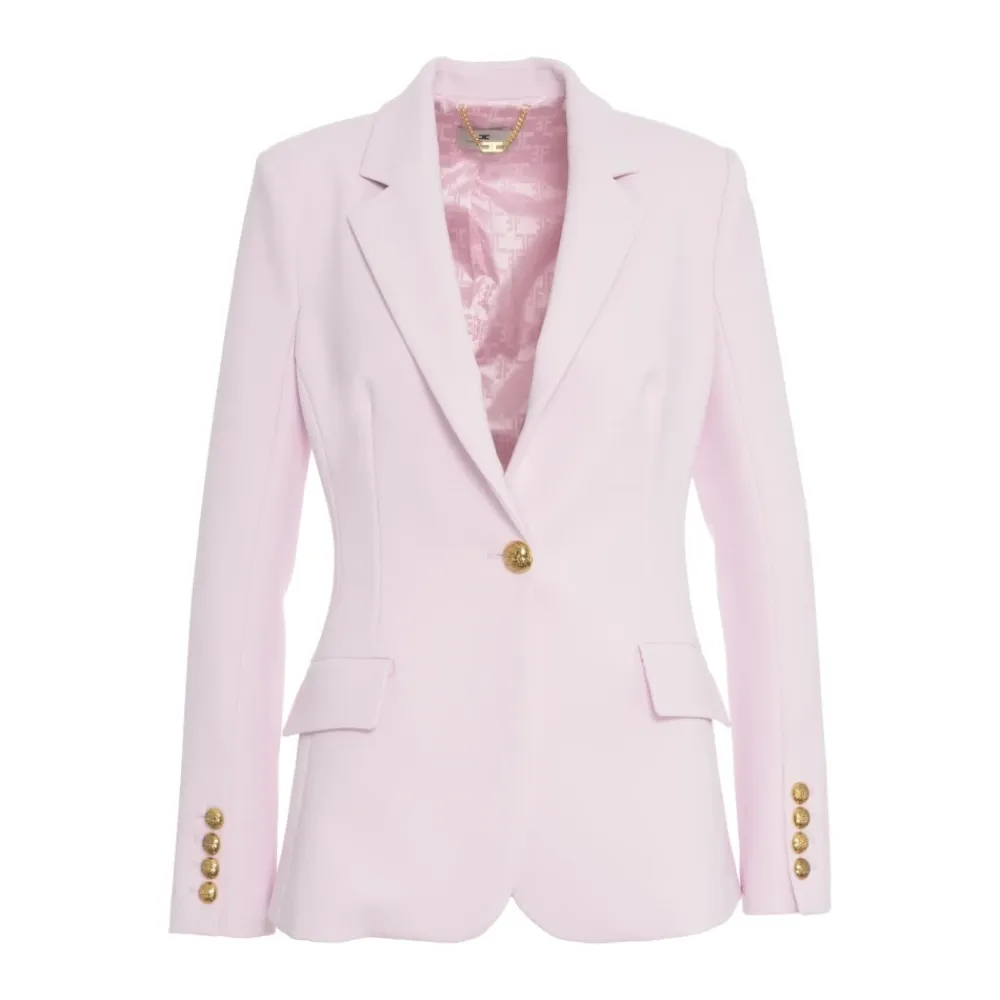 Jakker<Elisabetta Franchi Rose Crepe Blazer med Notched Revers Pink