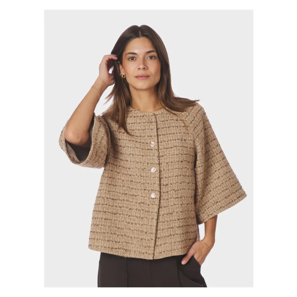 Jakker<Neo Noir Rosella Boucle Mini Jakke Brun