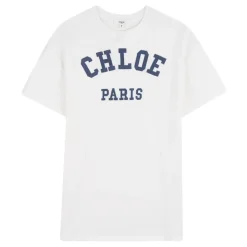 Kjoler & Nederdele^Chloé Round Neck Logo-Appliqué Kjole Hvid