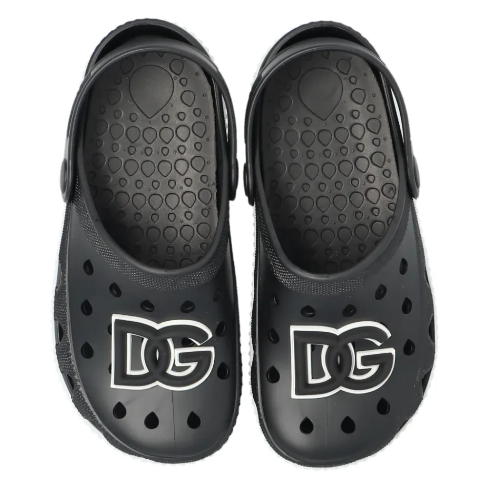 Sandaler^Dolce & Gabbana Rubber Slip-Ons with DG Logo Sort
