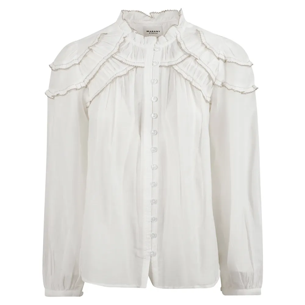 Bluser & Skjorter^Isabel Marant Ruffle Bluse Bomuldsblanding Hvid