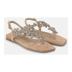 Sandaler^ALMA EN PENA Sandal prydet med strass-blomster Beige