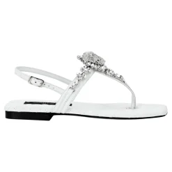 Sandaler<Philipp Plein Sandals Flat Crystal Skull with Crystals Hvid