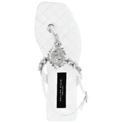Sandaler<Philipp Plein Sandals Flat Crystal Skull with Crystals Hvid