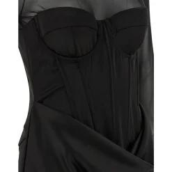 Kjoler<ROTATE Birger Christensen Satin Corset Mini Dress Sort