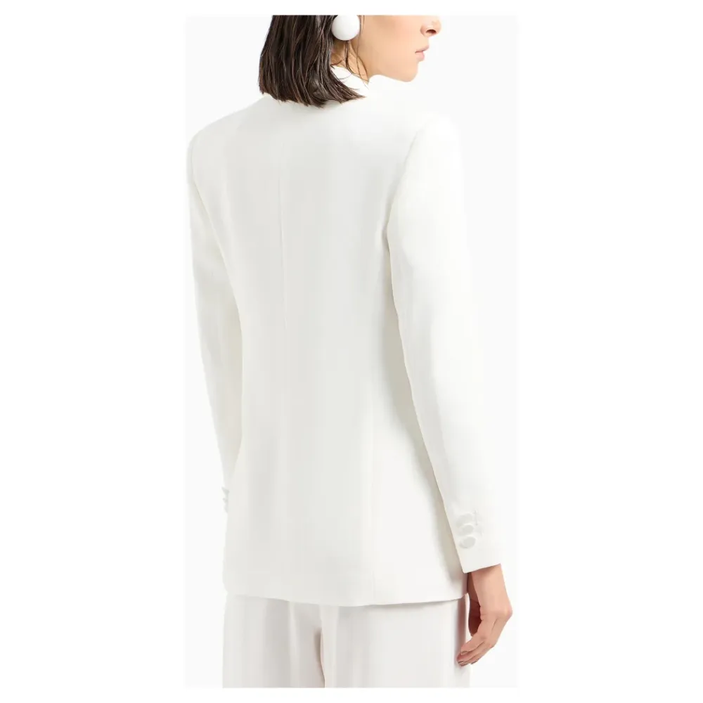Jakker^Emporio Armani Satin Shawl Krave Knap Jakke Hvid