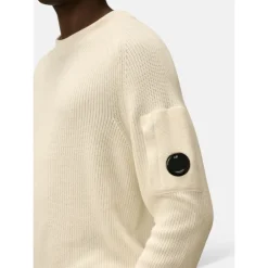 Strik<C.P. Company Sea Island Striktrøje - Hvid Beige