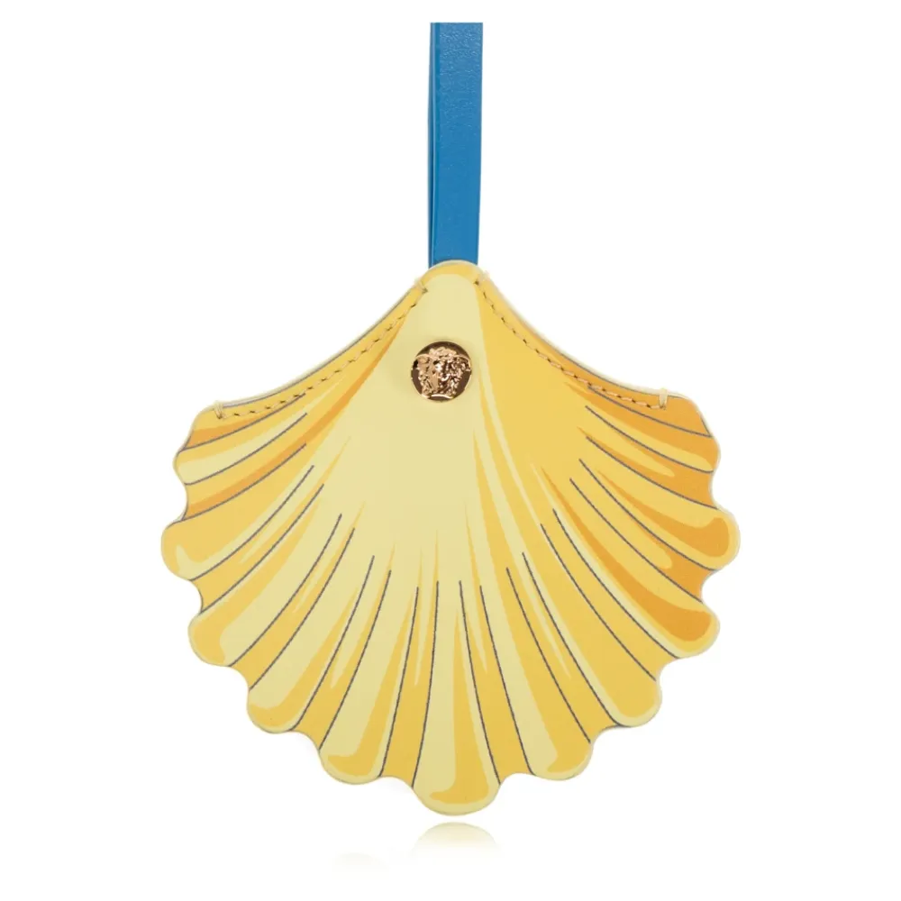 Tilbehør Til Tasker<Versace Seashell Læder Nøglering Gul