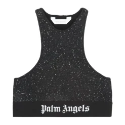 T-Shirts & Toppe<Palm Angels Sequin Knit Sports BH Sort