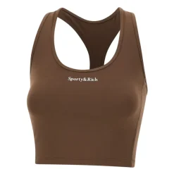 T-Shirts & Toppe<Sporty & Rich Serif Logo Sports Cropped Tank Brun