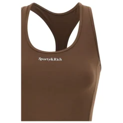 T-Shirts & Toppe<Sporty & Rich Serif Logo Sports Cropped Tank Brun