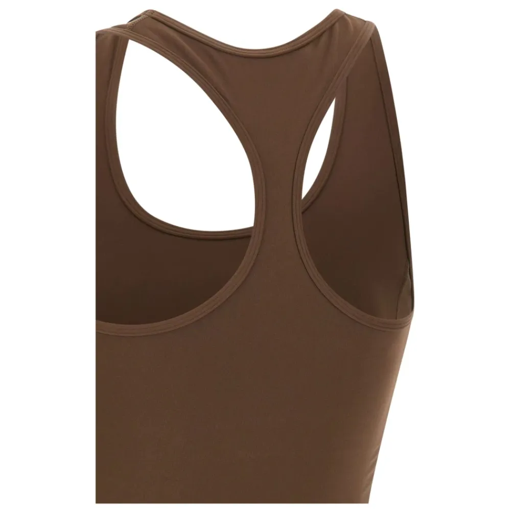 T-Shirts & Toppe<Sporty & Rich Serif Logo Sports Cropped Tank Brun