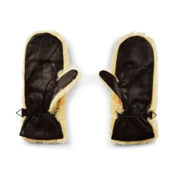 Handsker<Bottega Veneta Shearling Leather Logo Handsker Beige