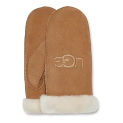 Handsker^UGG Sheepskin Embroider Mittens Chestnut Brun